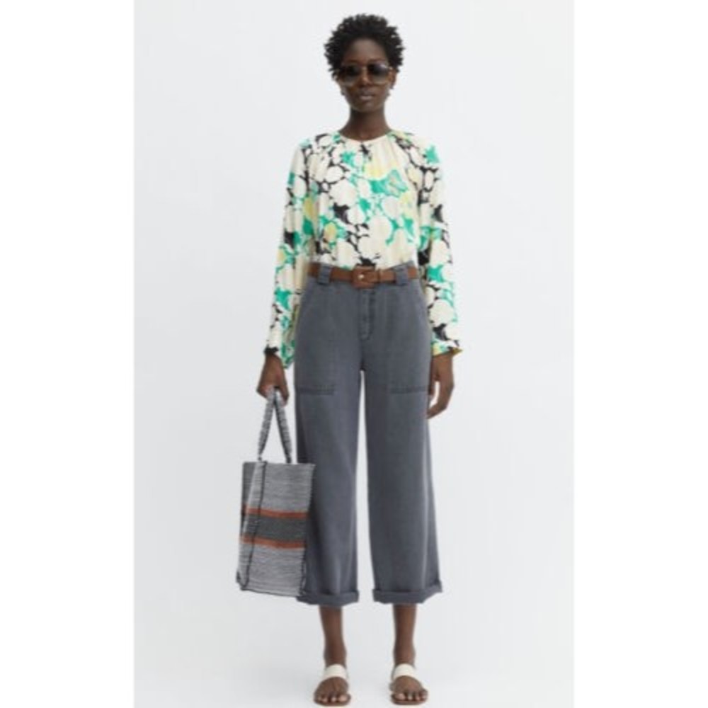 Rodebjer Solomiya Womens Blouse Top Size Small S Floral Puff Sleeve Excellent